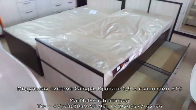 Модульная система Сакура. Кровать 0,9 м с ящиками БТС смотреть онлайн