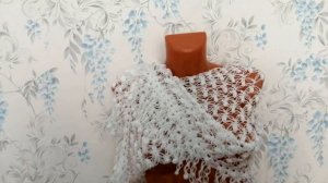 Свадебная шаль крючком, петли Соломона, ажурная шаль, нежный бактус "Белая лебедь" МК+схема.