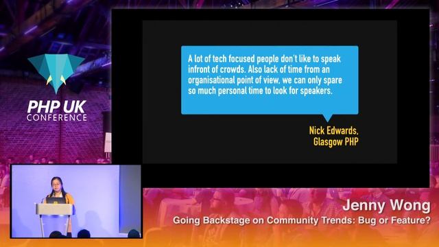 PHP UK Conference 2018 - Jenny Wong - Going Backstage on Community Trends: Bug or Feature? смотреть онлайн