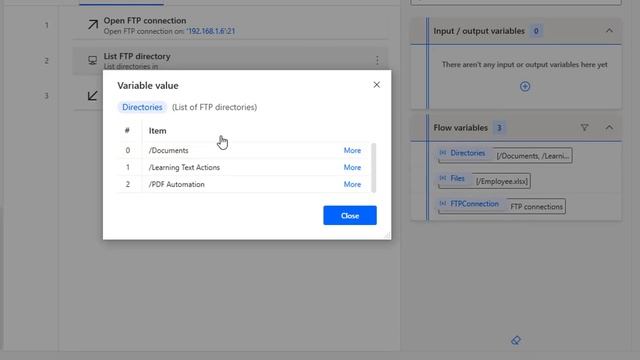 Power Automate Desktop : 111 || List FTP Directory