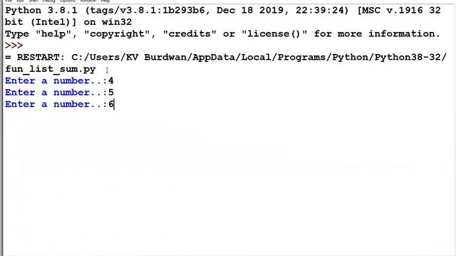 pass a list as argument and return the sum of elements смотреть онлайн