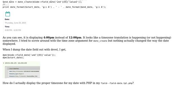 Drupal: Date field displayed with wrong timezone with PHP's date_create + date_format смотреть онлайн
