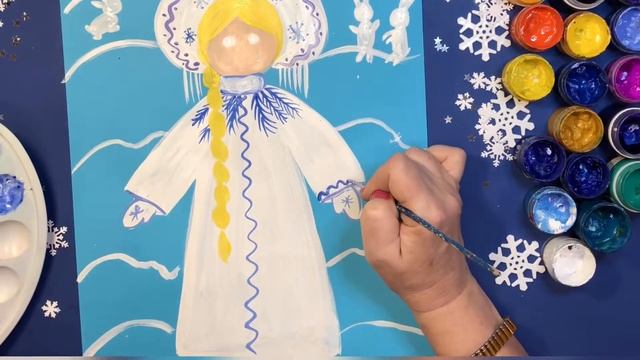 Как нарисовать Снегурочку.Рисование для детей 4-8 лет. смотреть онлайн