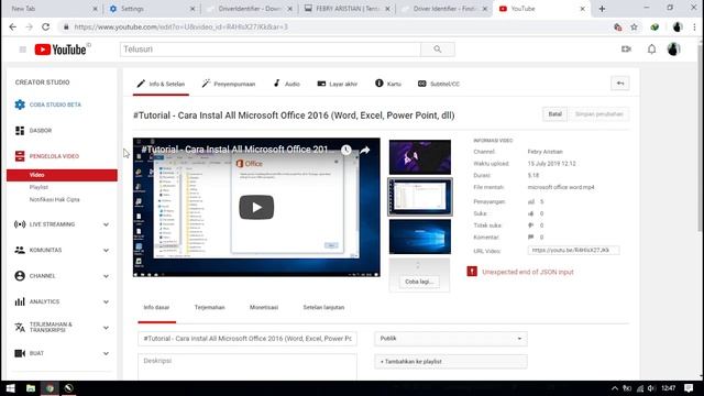 Tutorial - Unexpected end of JSON input (Tidak bisa upload thumbnail pada video youtube) смотреть онлайн
