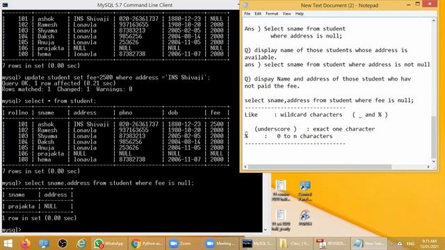 Select Command _6 : with like and Null смотреть онлайн