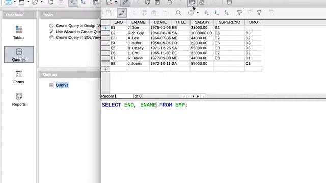 SQL Queries using SELECT in LibreOffice Base смотреть онлайн
