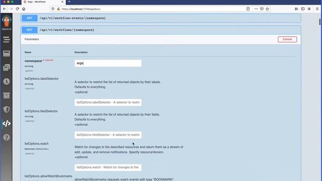 Argo Workflows Open API UI смотреть онлайн