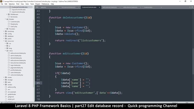 #27 Laravel 8 PHP Framework Basics | Edit database record | Quick programming tutorial смотреть онлайн