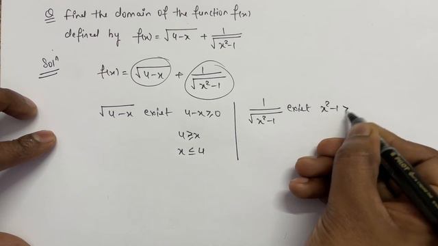 find the domain of the function f(x)=sqrt(4-x)+(1)/(sqrt(x^(2)-1)) l Most important Question of Ch- смотреть онлайн