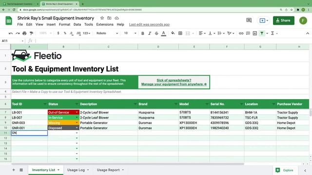 Creating a Tool & Equipment Inventory Spreadsheet (w/ Free Template) | Fleet Management Tools смотреть онлайн