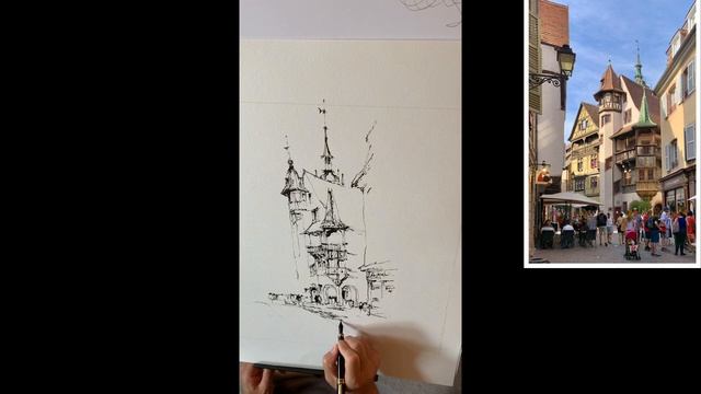 Urban sketching/Taste of Colmar, France/Loose style/Unique summer enjoyment смотреть онлайн