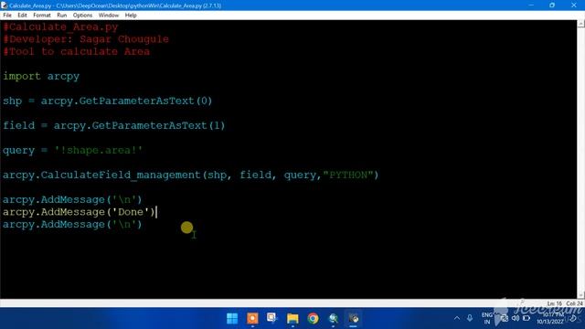 Arcpy Tool for Calculate Area смотреть онлайн