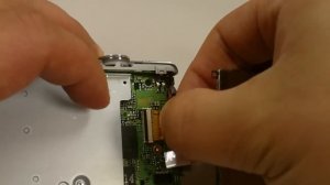 Panasonic Lumix DMC-FP1 digital camera.  Loose connection causes white blank LCD screen.  FIXED