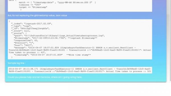 how to replace logstash @timestamp with log timestamp