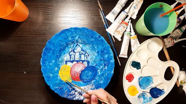 Роспись тарелки к празднику Пасха часть 1 смотреть онлайн