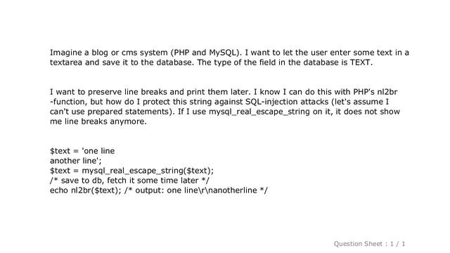 HTML : Save textarea to MySQL and preserve line breaks смотреть онлайн