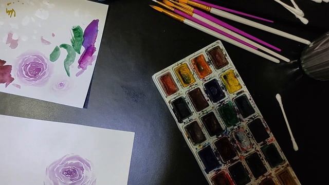 Розы. Простая акварель. смотреть онлайн