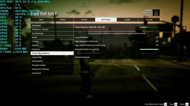 GTA V GTX 1070 OC 2100 Mhz 4600 Mhz i7 7700K 4.75 Ghz FPS смотреть онлайн