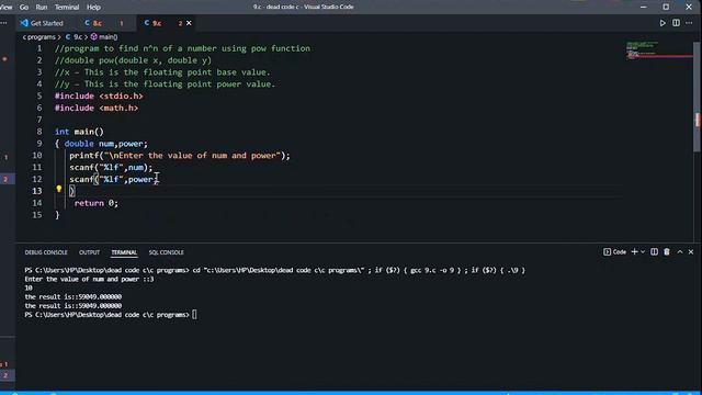 #9 C Program to find n^m using pow function || смотреть онлайн