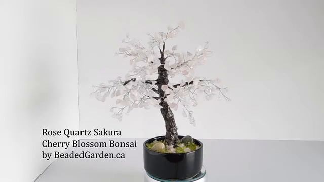 Rose Quartz Sakura Cherry Blossom Bonsai by Beaded Garden Canada смотреть онлайн