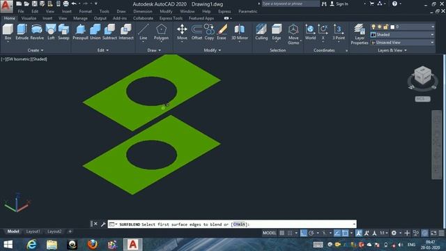 Surface Blend command autocad 2020 in hindi смотреть онлайн