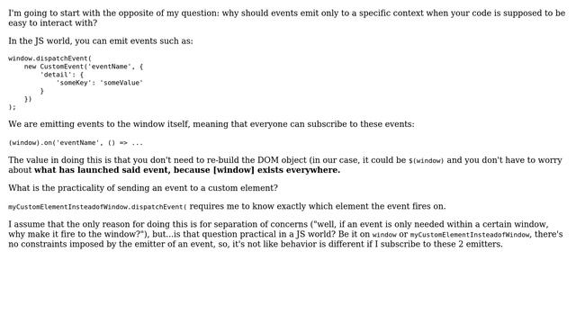 Software Engineering: Should Javascript events always emit to window? смотреть онлайн