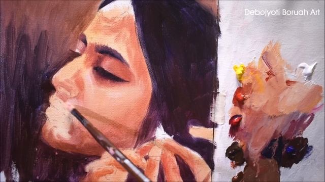 Realistic Portrait Blending With Acrylic | Acrylic Portrait Painting Tutorial By Debojyoti Boruah