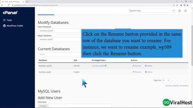 How to rename a database in cPanel with GoViralHost смотреть онлайн