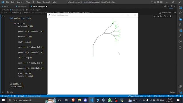 Tree fractal using python's turtle library смотреть онлайн