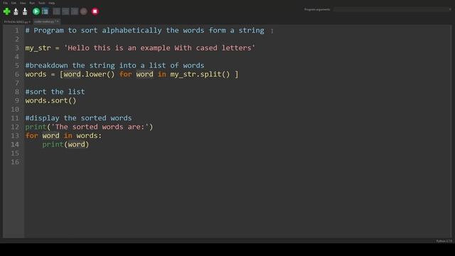 Python Examples 22 # Python program to sort alphabetically the words смотреть онлайн