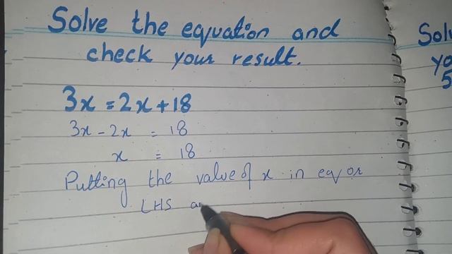 Solve the following equation and check your result 3x=2x+18, 3x=2x+18 solve and check смотреть онлайн