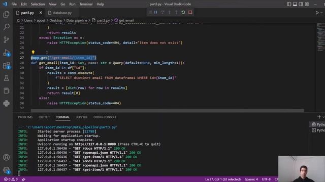 Python Data Pipeline Ex1 Part2 FastAPI, SQL View смотреть онлайн