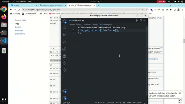 Natas Hacking challenge - solve level 13 - upload php script as an image (changing file signature) смотреть онлайн