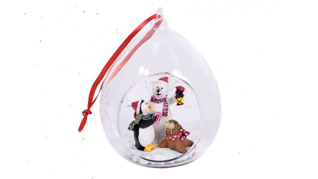 Колба-подвеска с композицией БЕЛЫЙ МИШКА И ПИНГВИН, 8х7х11см (Crystal Deco) обзор GO1502 смотреть онлайн