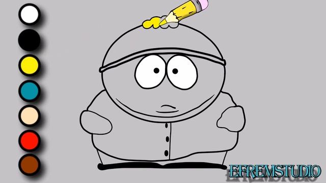 Как нарисовать Эрика Картмана. Раскраска Южный парк. How to draw Eric Cartman . Coloring South Park смотреть онлайн