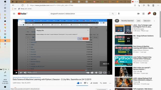 DATA SCIENCE with PYTHON tutorials || Demo - 3 || by Mrs. Sasmitha on 15-04-2021 @8:30AM IST смотреть онлайн
