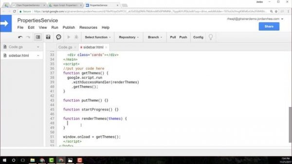Apps Script: Using the PropertiesService