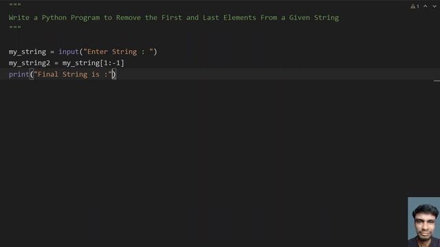 Write a Python Program to Remove the First and Last Elements From a Given String смотреть онлайн