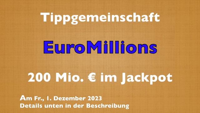 Tippgemeinschaft EuroMillions 1. Dezember 2023 смотреть онлайн
