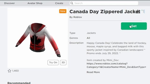[БЕСПЛАТНАЯ ВЕЩЬ]Как получить Canada Day Zippered Jacket•Roblox смотреть онлайн