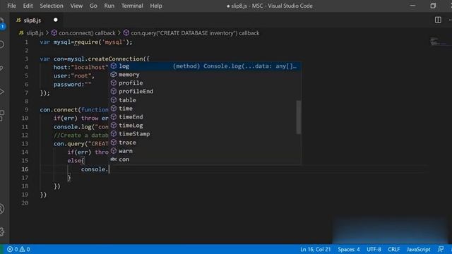 Create database and table in MySQL using Node.js MSC(CS)-II Slip8 Solution смотреть онлайн