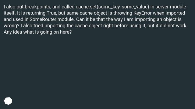 Flask cache set method throwing KeyError? смотреть онлайн