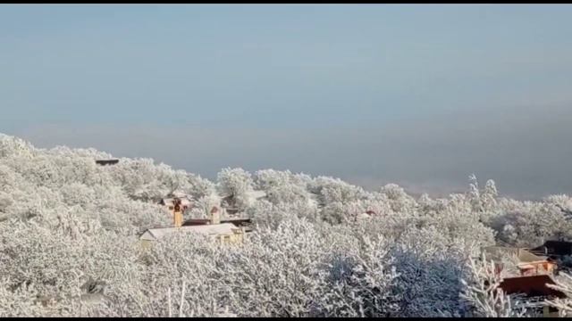 Зима, снег в селе Гендерген, Ножай-Юртовский район, Чеченская Республика. смотреть онлайн