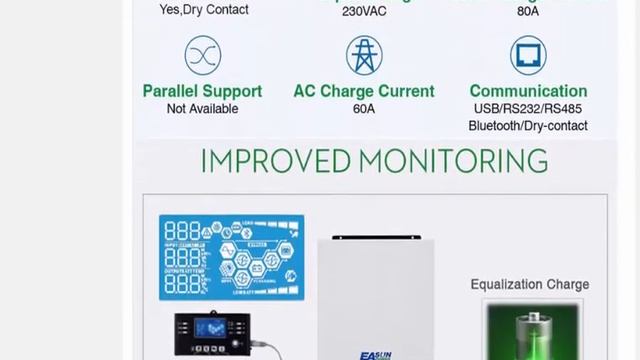 Источник питания EASUN USB Bluetooth 5000W инвертор 500Vdc PV