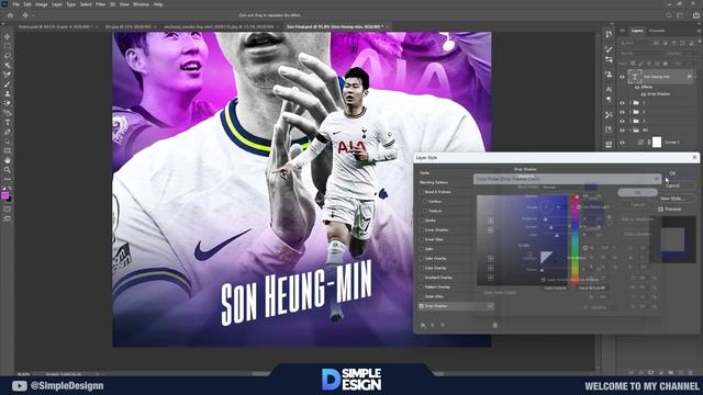 How to Make Poster Design in Photoshop - Son Heung-min - Simple Design смотреть онлайн