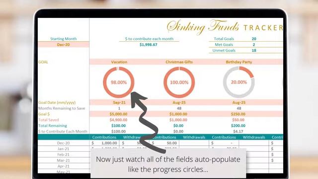 Sinking Funds Tracker Spreadsheet (Excel) - 20 Goals смотреть онлайн