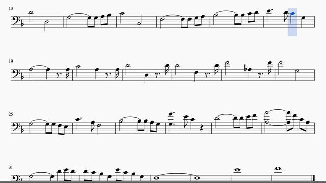 Preludio en Do de Bach Partitura de Trombón Chelo Fagot Bombardino Clave de Fa смотреть онлайн