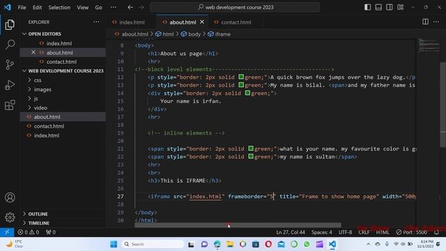 #13 HTML LECTURE || IFRAMES IN HTML5 || WEB DEVELOPMENT COURSE LATEST #2023 смотреть онлайн