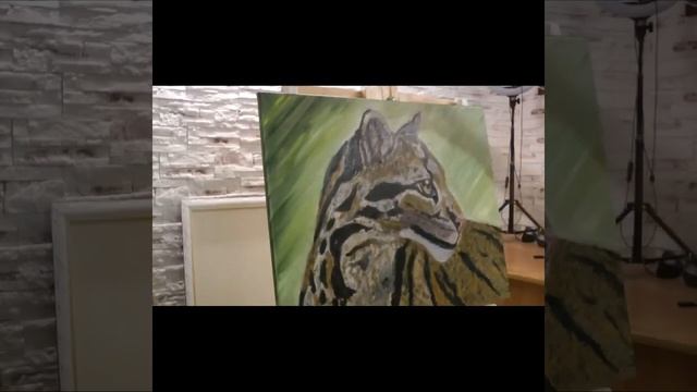 Рисуем рысь маслом на холсте/ Рисование животных/Кошки маслом смотреть онлайн