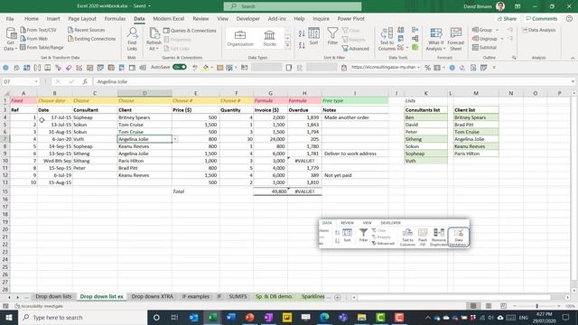 Excel: Drop down lists & validation to pre-empt errors смотреть онлайн